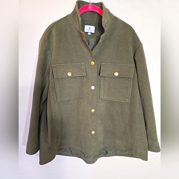 Tuckernuck Marant Shirt Jacket  Olive Green Size S With Gold Accents Snap Button - Picture 1 of 13